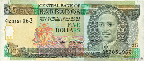 5 dollars - Barbados