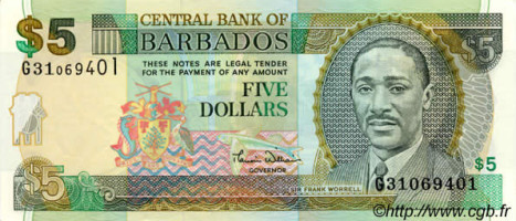 5 dollars - Barbados