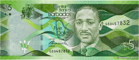 5 dollars - Barbados