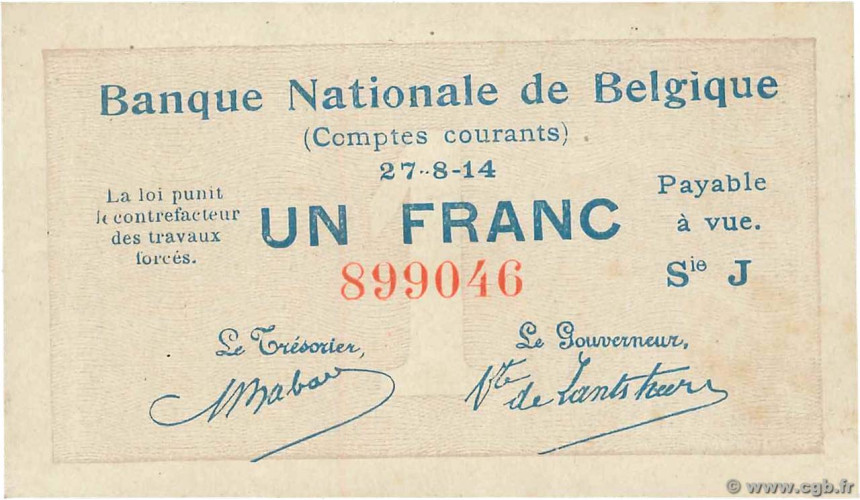 1 franc - Belgium