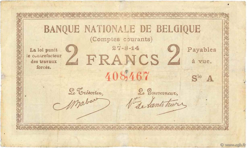 2 francs - Belgium