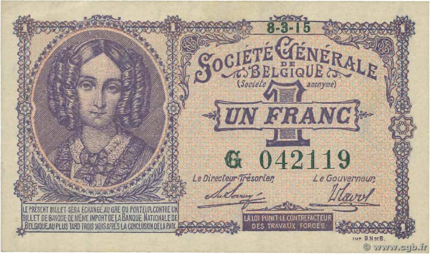 1 franc - Belgium