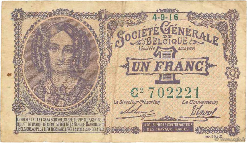 1 franc - Belgium