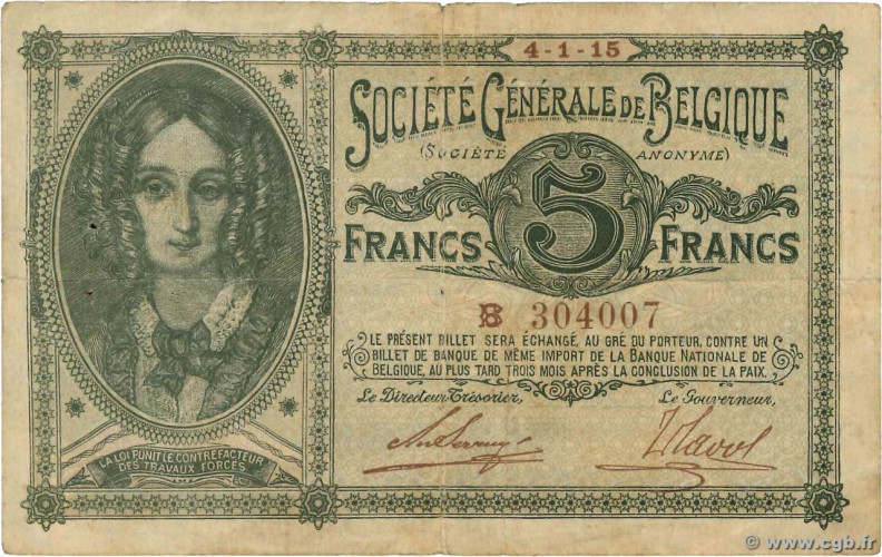 5 francs - Belgium