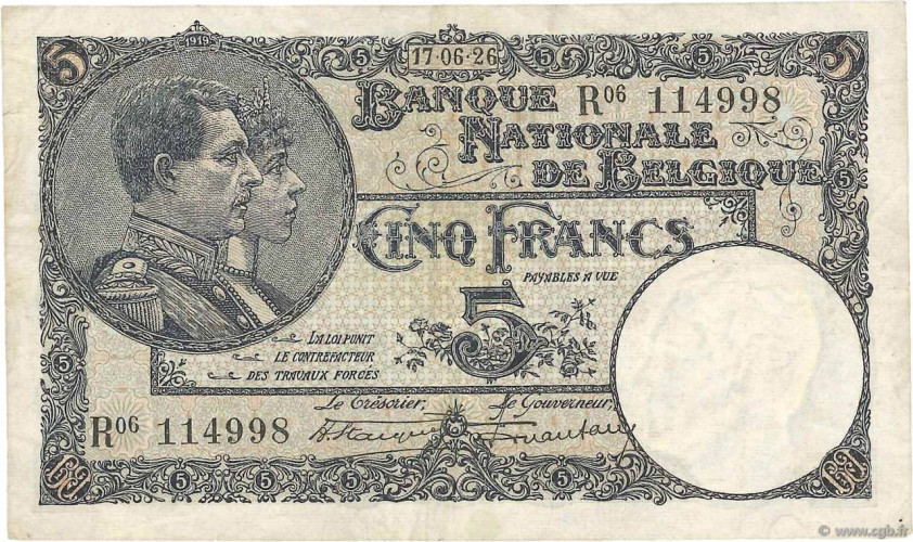 5 francs - Belgium