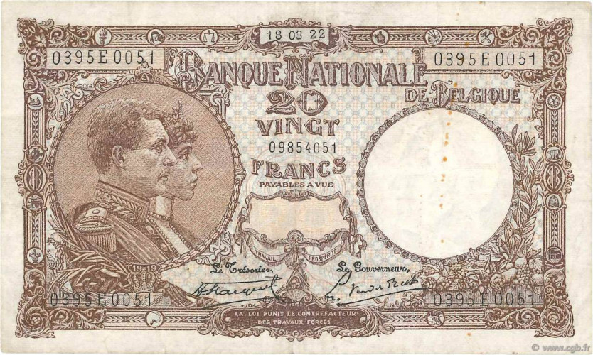 20 francs - Belgique