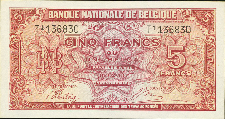 5 francs - Belgique