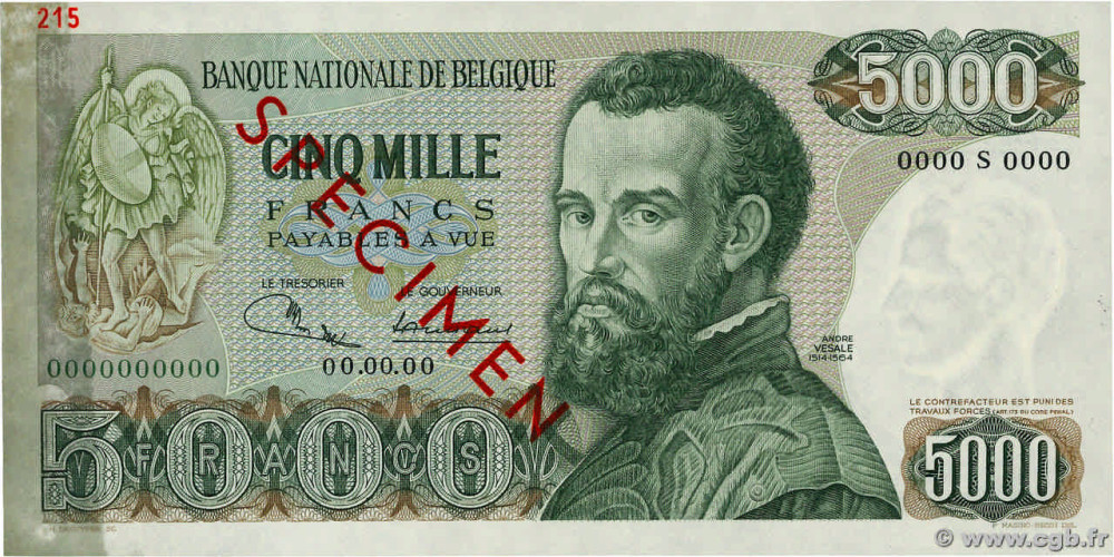 5000 francs - Belgique