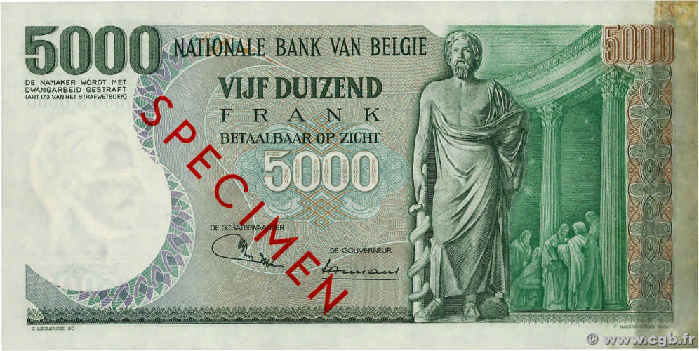 5000 francs - Belgium