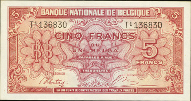 5 francs - Belgique