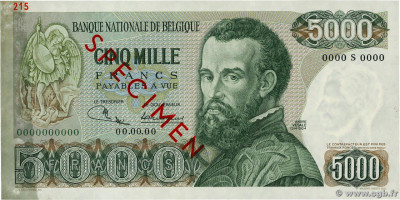 5000 francs - Belgium