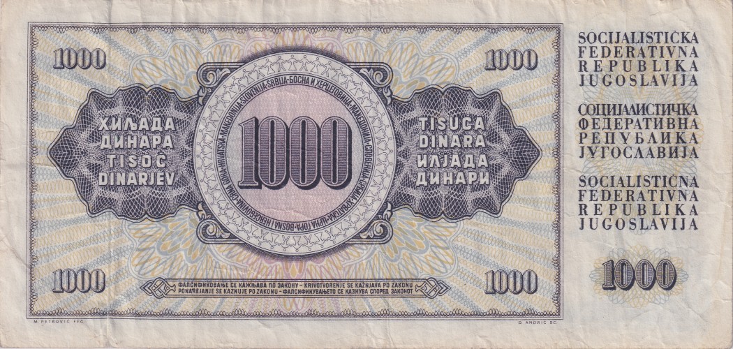 1000 dinara - Yougoslavie