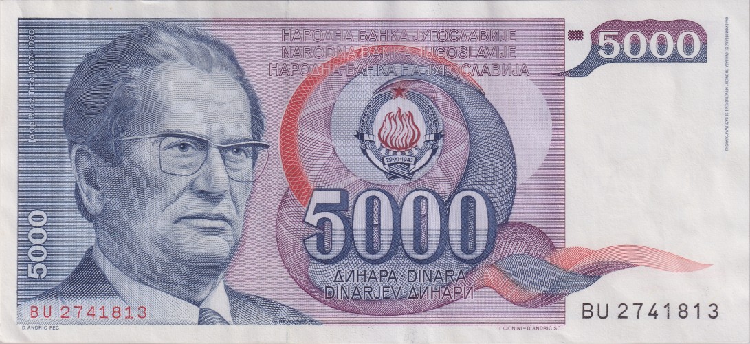 5000 dinara - Yougoslavie