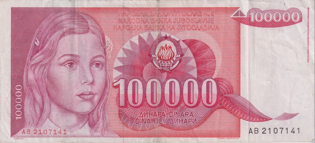 100000 dinara - Yugoslavia