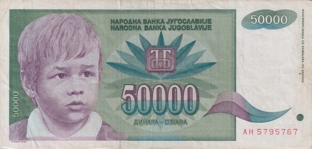 50000 dinara - Yougoslavie