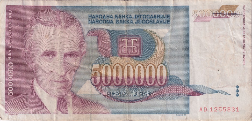 5000000 dinara - Yugoslavia