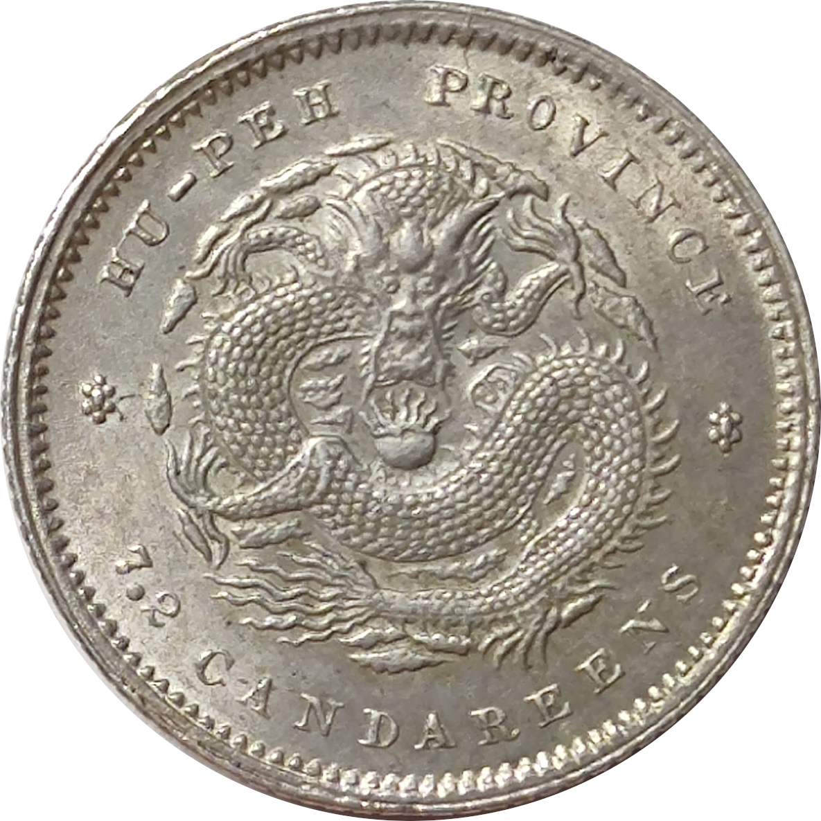 10 cents silver - Dragon de face - HU-PEH - Guangxu