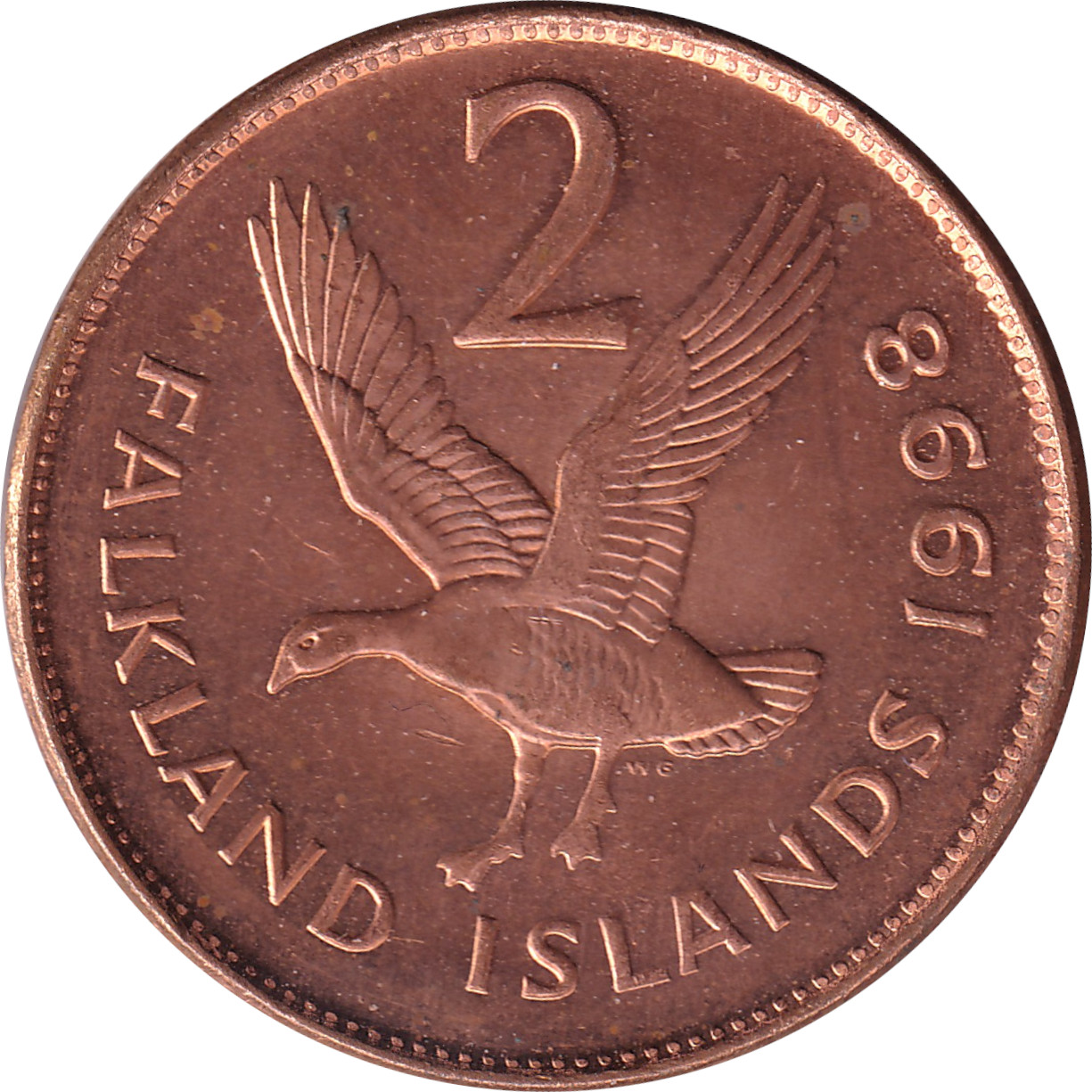 2 pence - Elizabeth II - Buste jeune - Acier cuivré