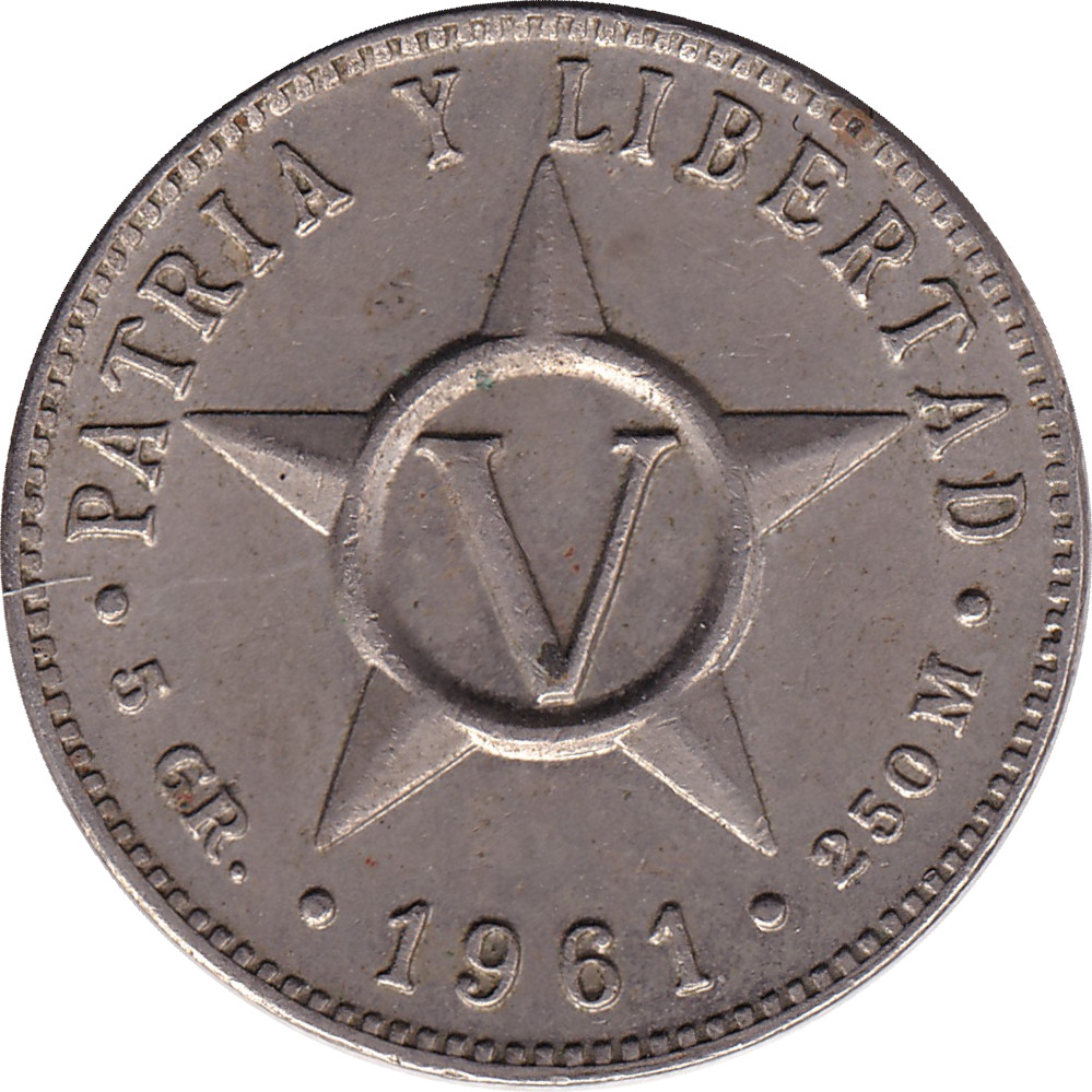 5 centavos - Patria y Libertad - Cupronickel