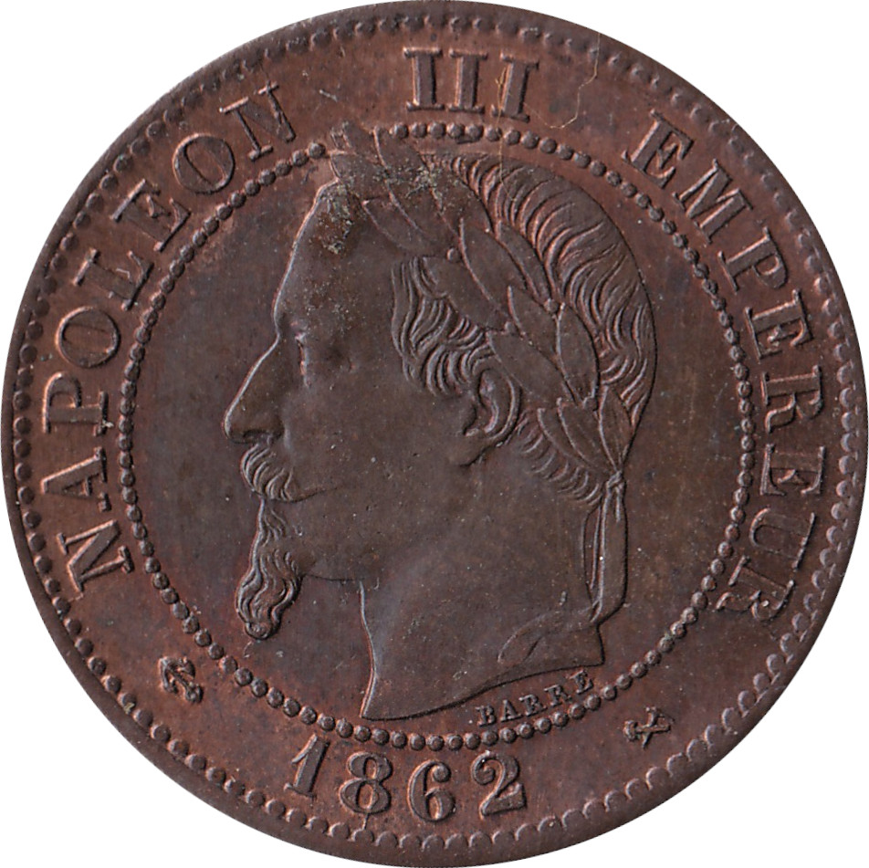 2 centimes - Napoléon III - Tête laurée