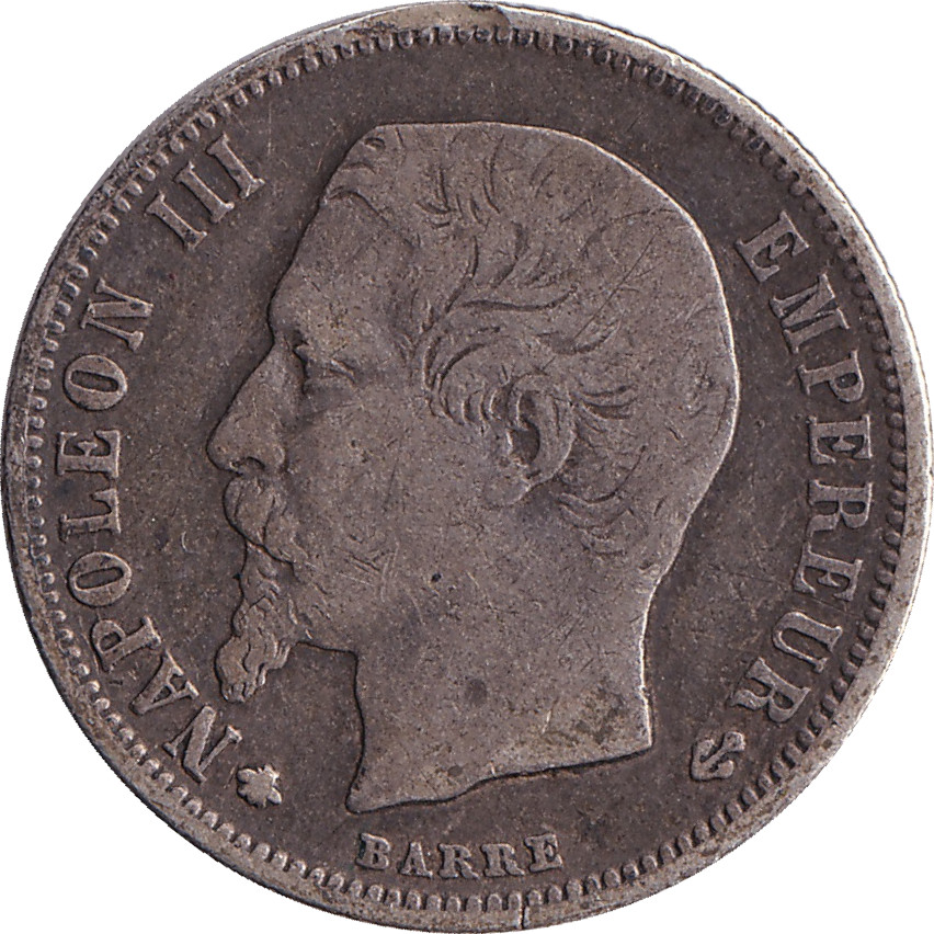 50 centimes silver - Napoléon III - Bare head