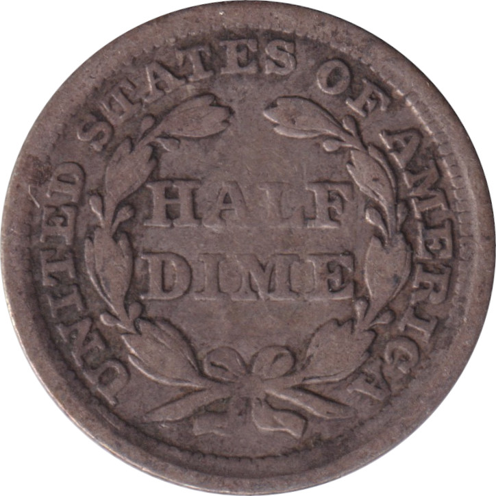 1/2 dime argent - Liberté assise - Légende au revers