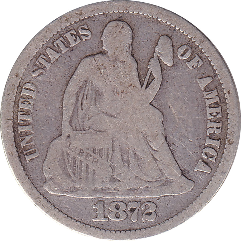 1 dime silver - Liberté assise - Légende sur l'avers