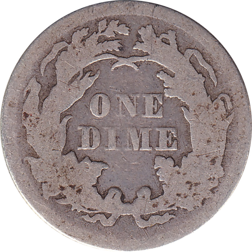 1 dime silver - Liberté assise - Légende sur l'avers