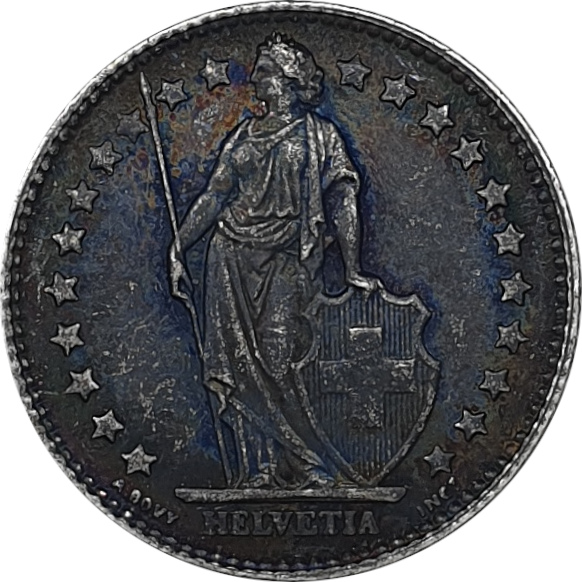 1 franc silver - Helvetia debout - Silver