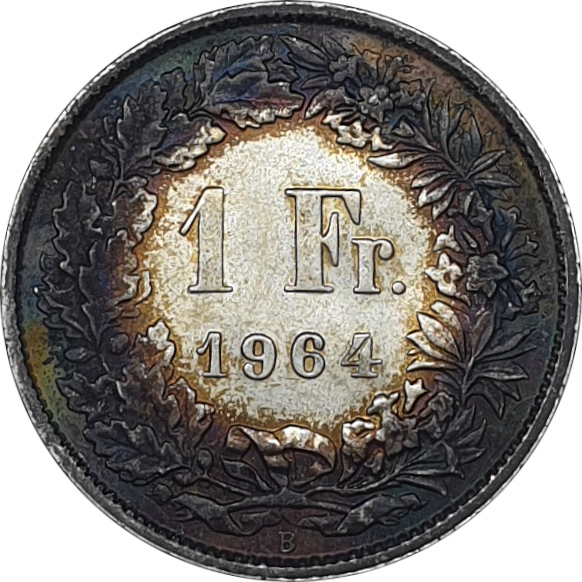 1 franc silver - Helvetia debout - Silver