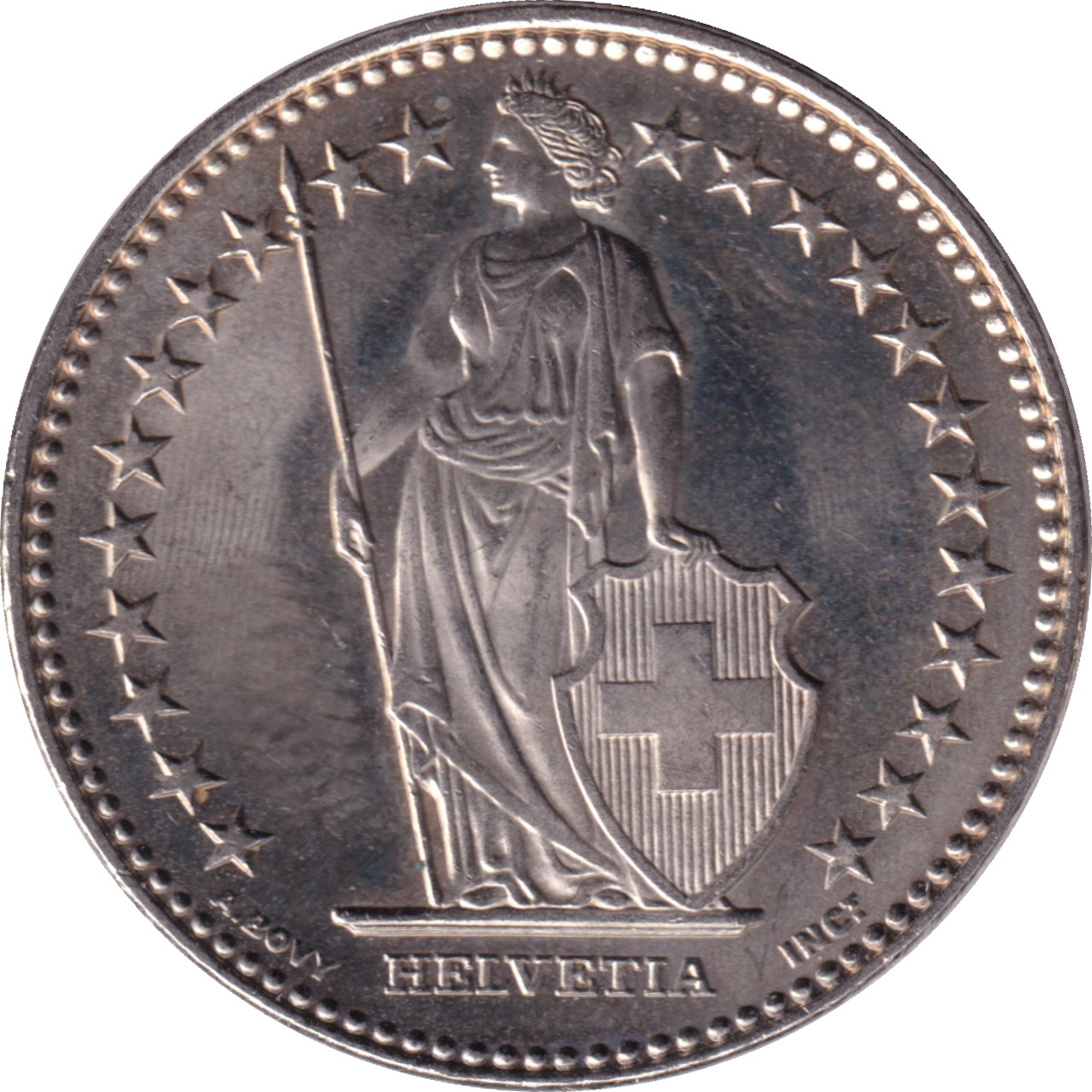 2 francs - Helvetia debout - Cupronickel