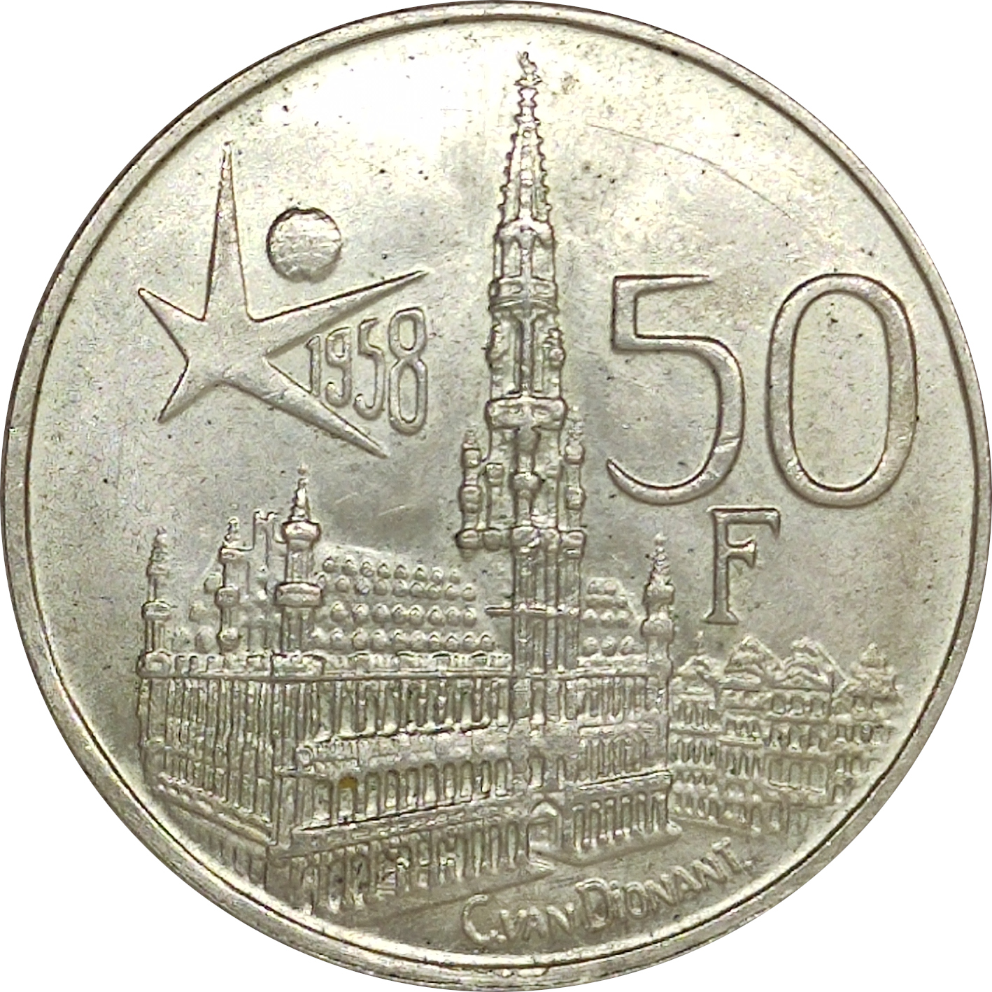 50 francs argent - Église de Bruxelles