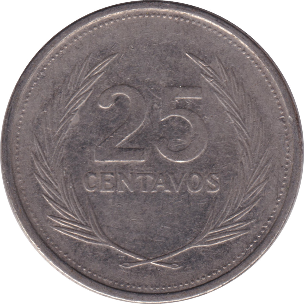 25 centavos - Jose Matias Delgado - Reduced type - Cupronickel plate