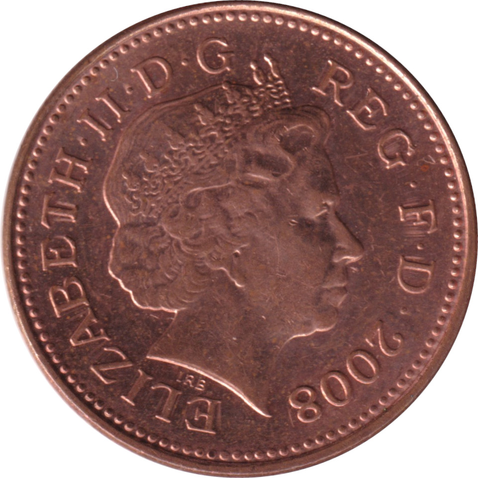 1 penny - Elizabeth II - Old head - Grill - Copper plate