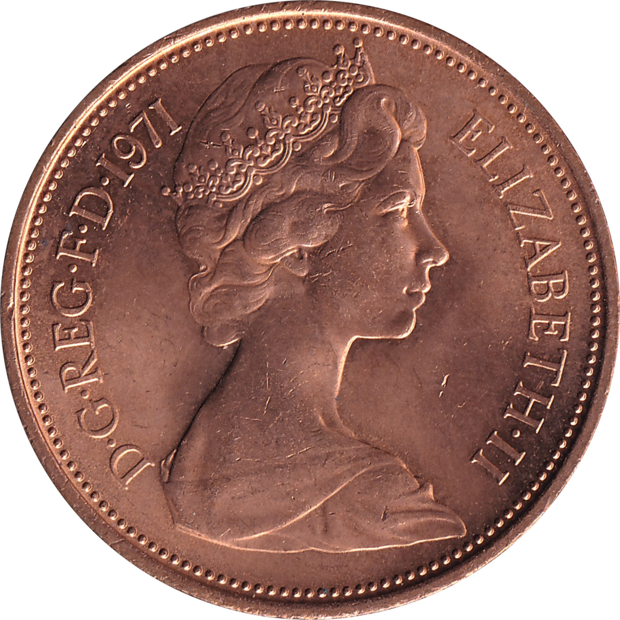 2 pence - Elizabeth II - Buste jeune - New pence