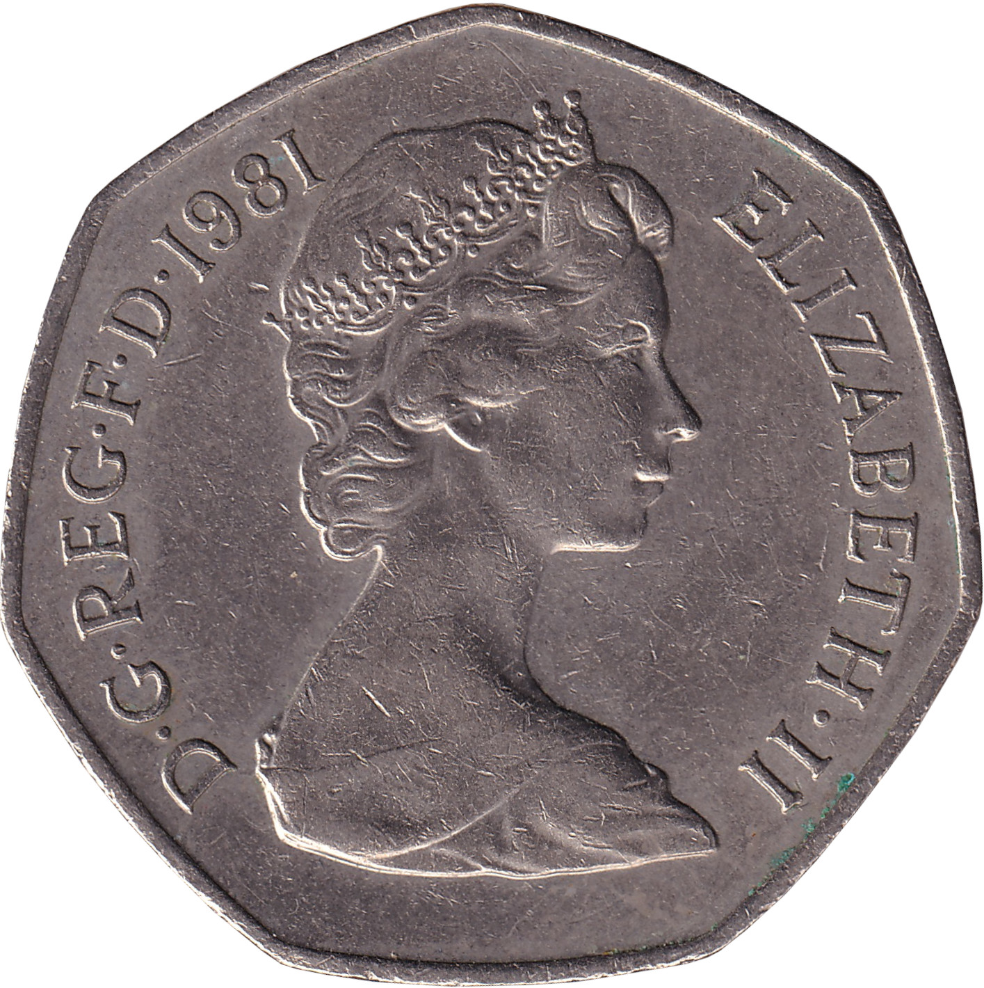 50 pence - Elizabeth II - Young bust - New pence