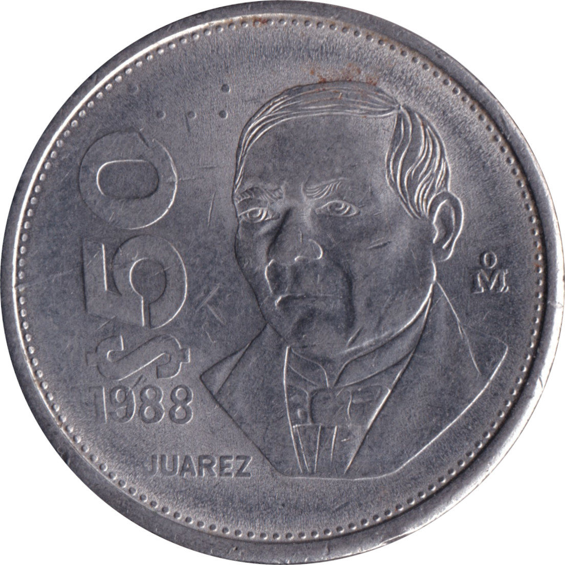 50 pesos - Benito Juarez - Cupronickel