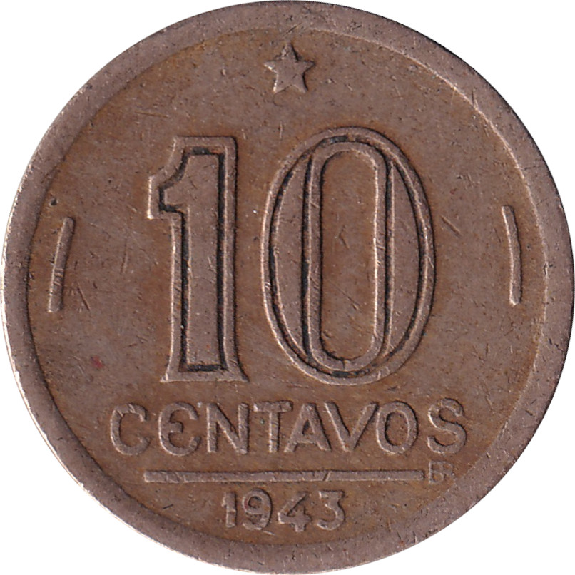 10 centavos - Getulio Vargas - Maillechort