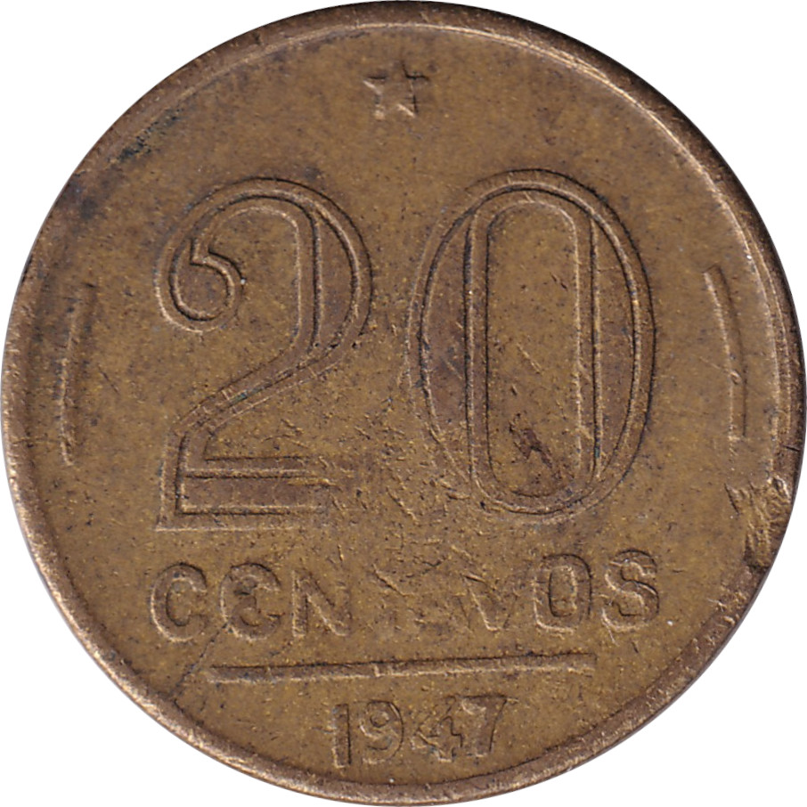 20 centavos - Getulio Vargas - Cupro-aluminium