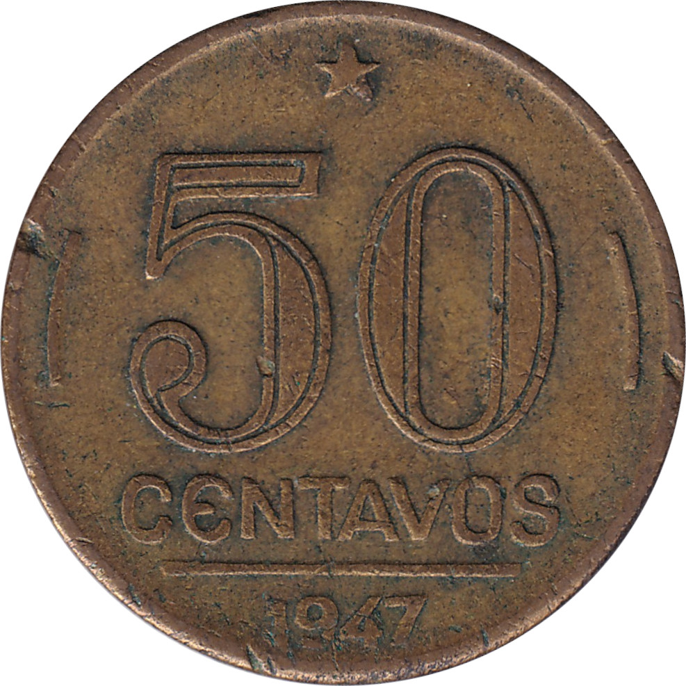 50 centavos - Getulio Vargas - Cupro-aluminium