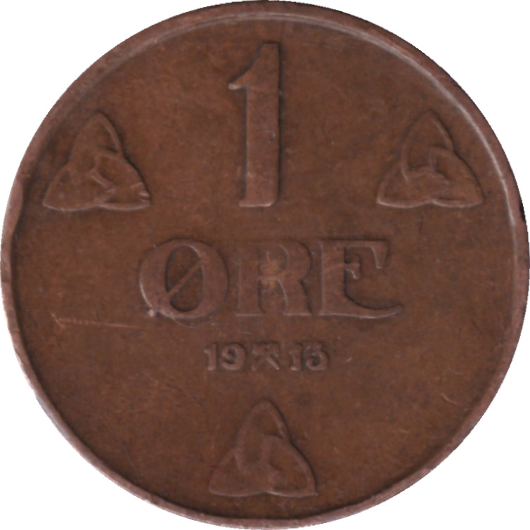 1 ore - Haakon VII - Monogramme - Type 1 - Bronze