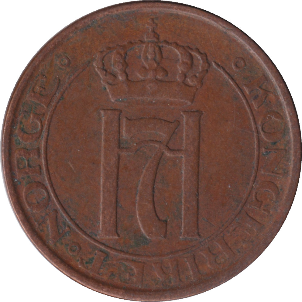 2 ore - Haakon VII - Monogramme - Type 1 - Bronze