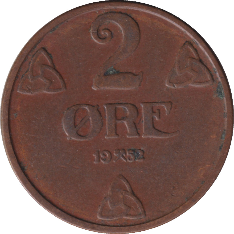 2 ore - Haakon VII - Monogramme - Type 1 - Bronze