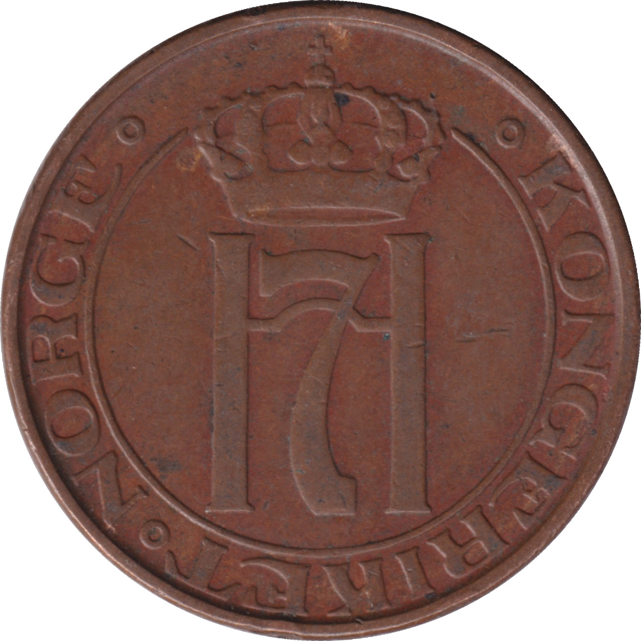 5 ore - Haakon VII - Monogramme - Type 1 - Bronze