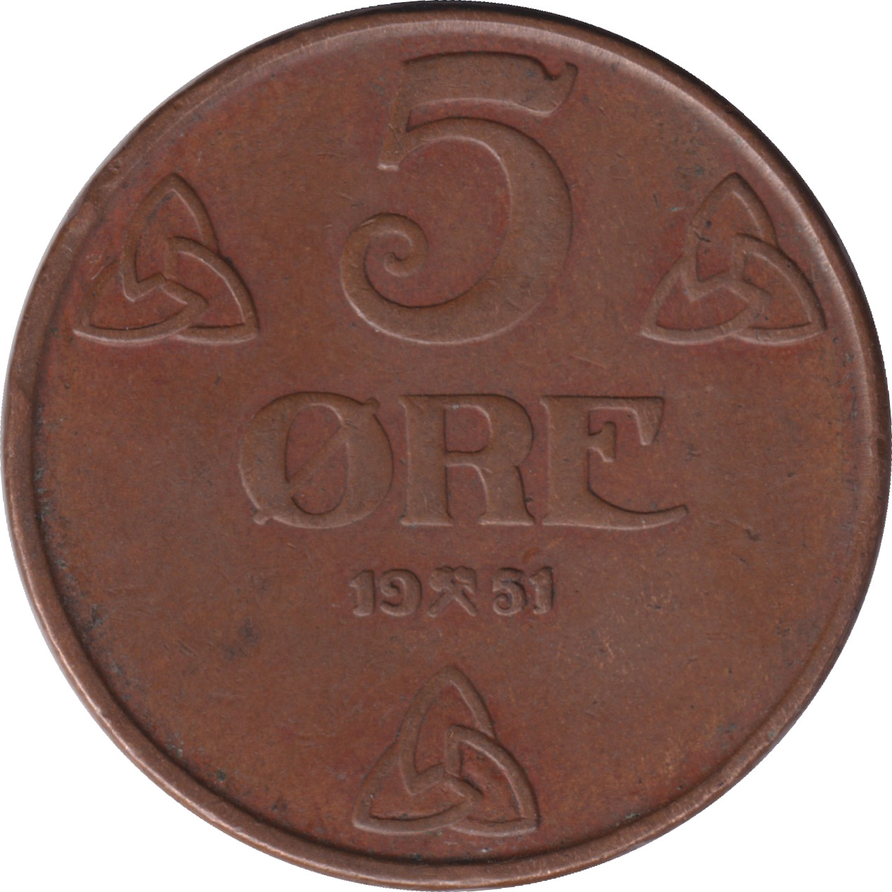 5 ore - Haakon VII - Monogramme - Type 1 - Bronze