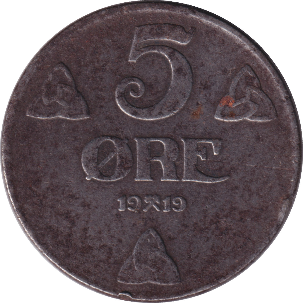 5 ore - Haakon VII - Monogramme - Type 1 - Acier