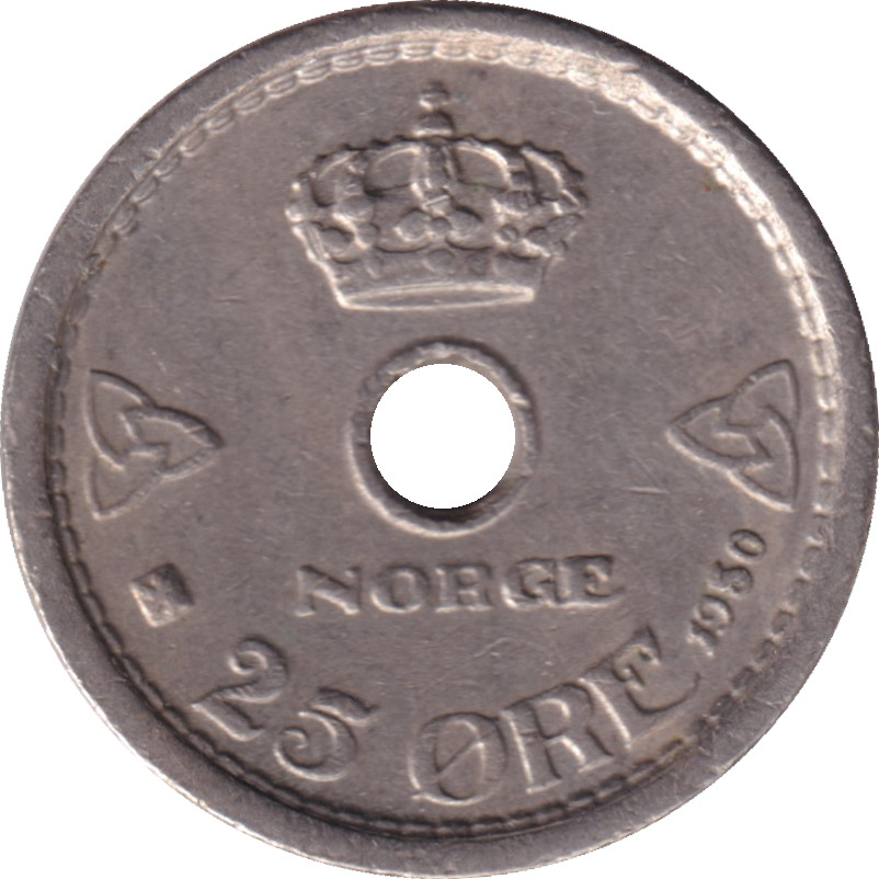 25 ore - Haakon VII - Monogrammes et couronne - Cupronickel