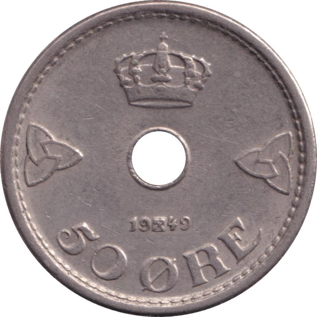 50 ore - Haakon VII - Monogrammes et couronne - Cupronickel