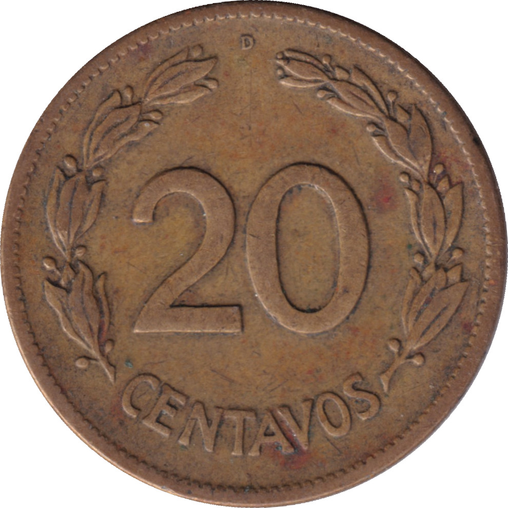 20 centavos - Armoiries - Laiton