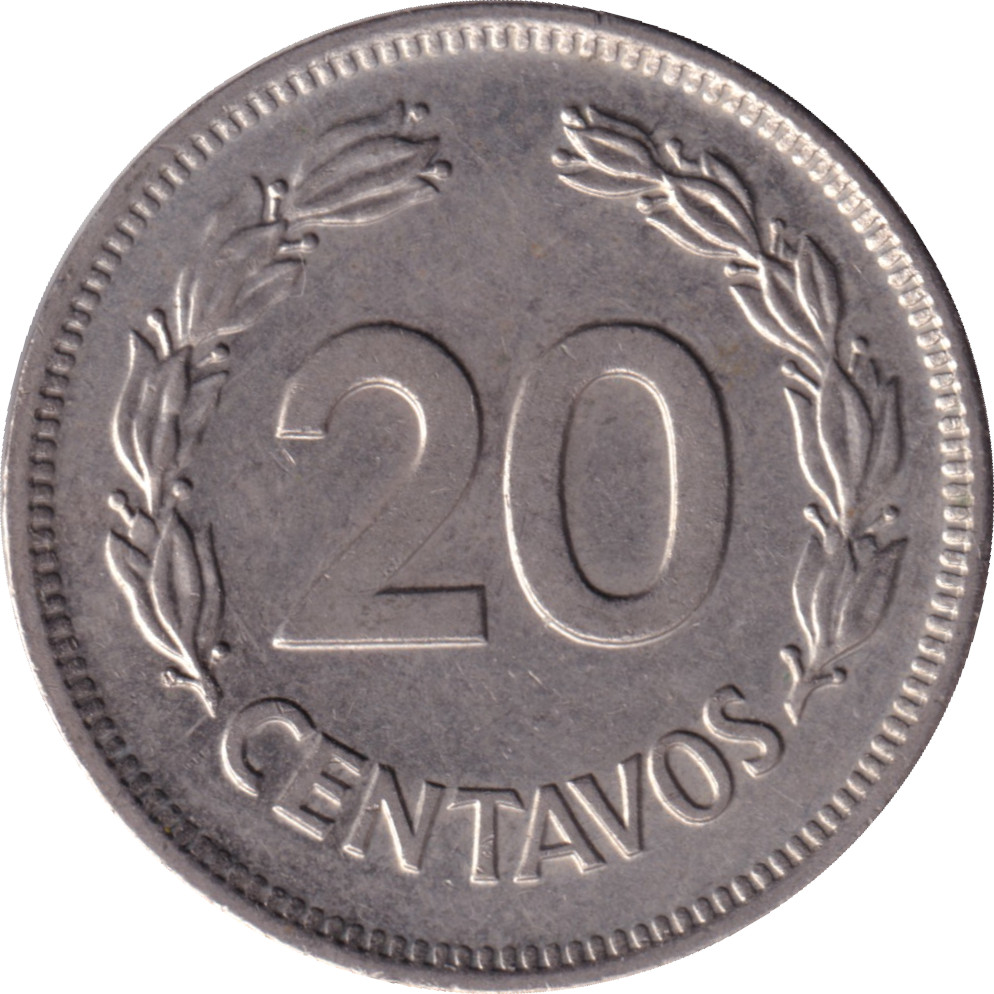 20 centavos - Grandes armoiries - Cupronickel